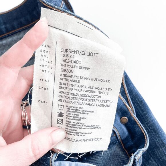 Current/Elliott Womens The Rolled Skinny Denim Jeans Ankle Gibson Blue Sz 28 NWT - Picture 7 of 14